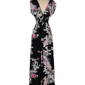 Martini Maxi Dress in Black & Peacock